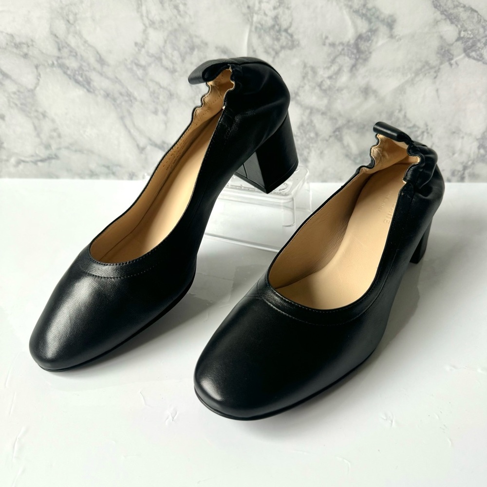 Everlane The Day Block Heel Pumps in Black Leather Size 8.5